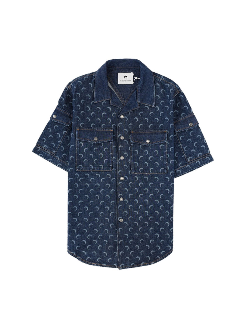 Marine Serre Denim Shirt With All-Over Print