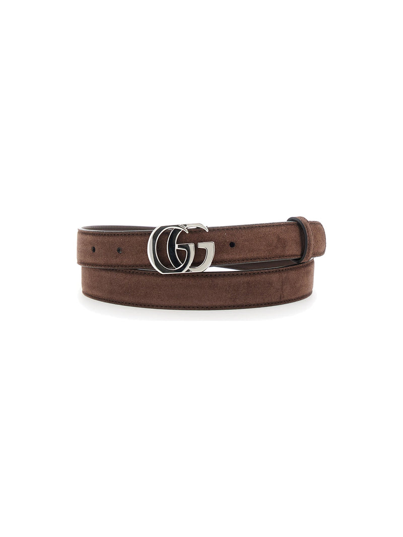 Gucci Belt With GG Buckle in Brown Suede