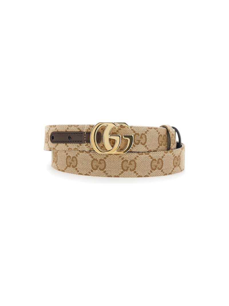 Gucci Reversible GG Buckle Canvas and Leather Belt