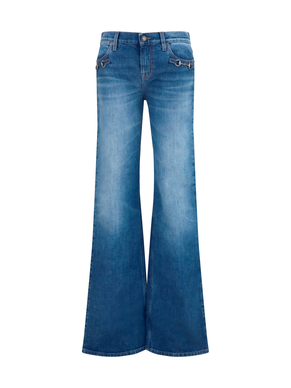 Gucci Stretch Cotton Jeans With Horsebit Blue