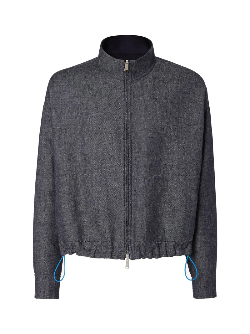 FENDI Jacket Reversible Linen-Cotton Dark Blue