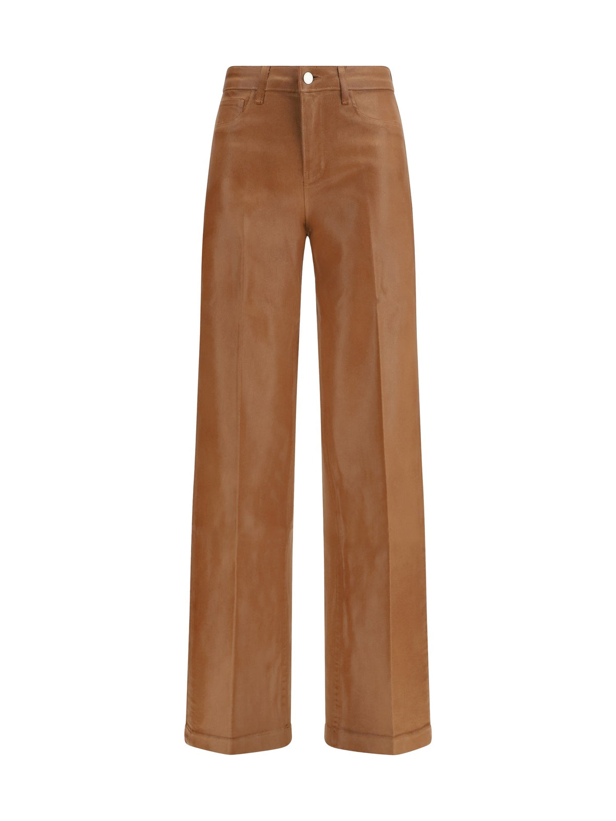 L'Agence Wide Leg Jeans Clayton Light Cognac Coated