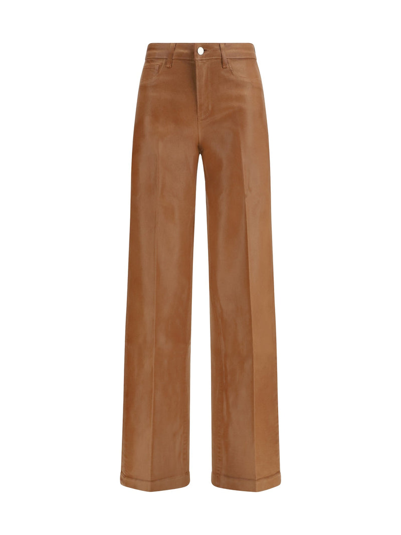 L'Agence Wide Leg Jeans Clayton Light Cognac Coated