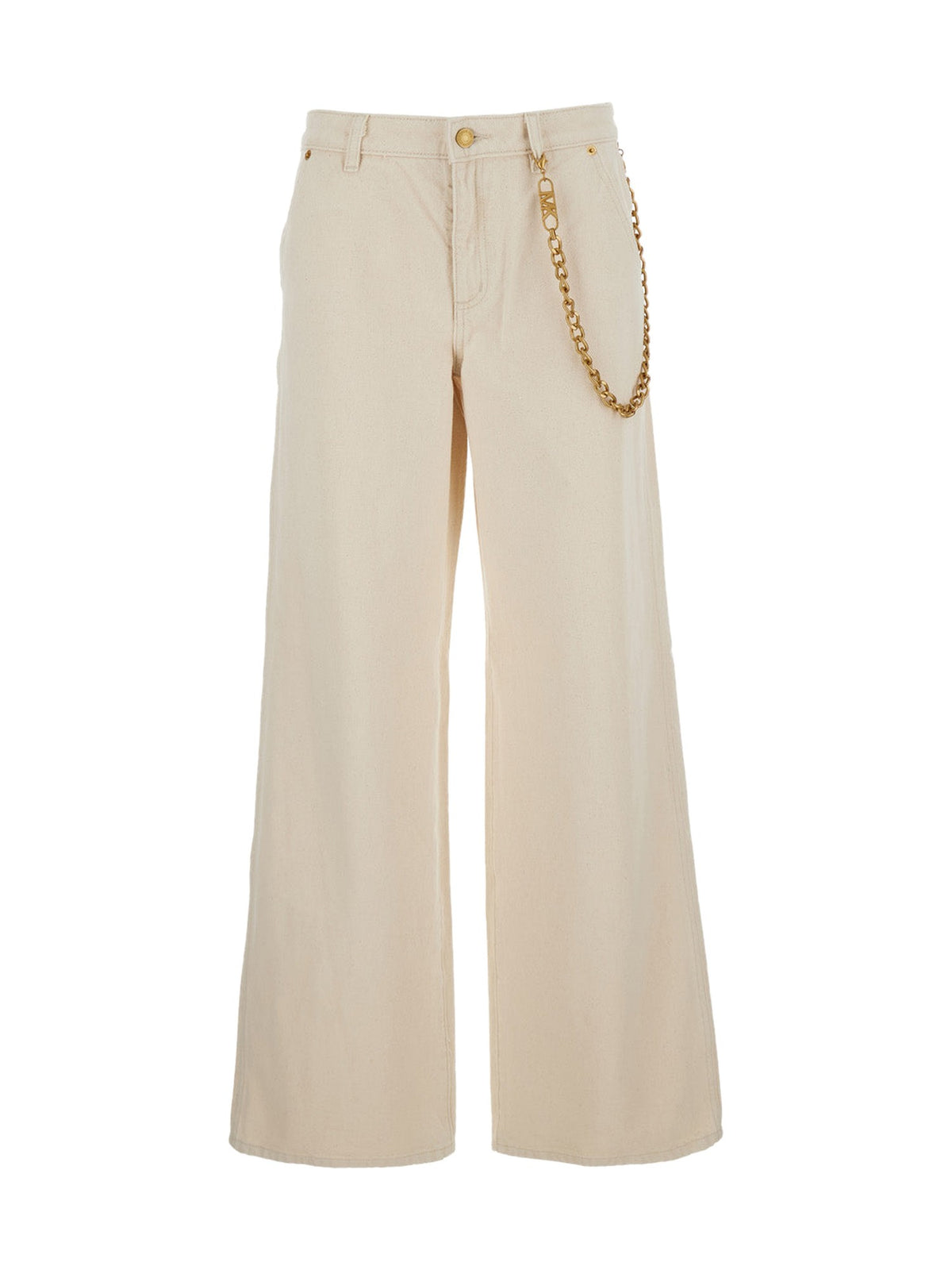 Michael Michael Kors Beige Wide Leg Jeans With Chain Detail