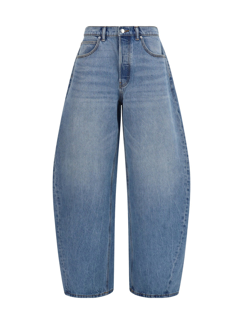 Alexander Wang Balloon Jeans Crystal Embellished Vintage Light Indigo