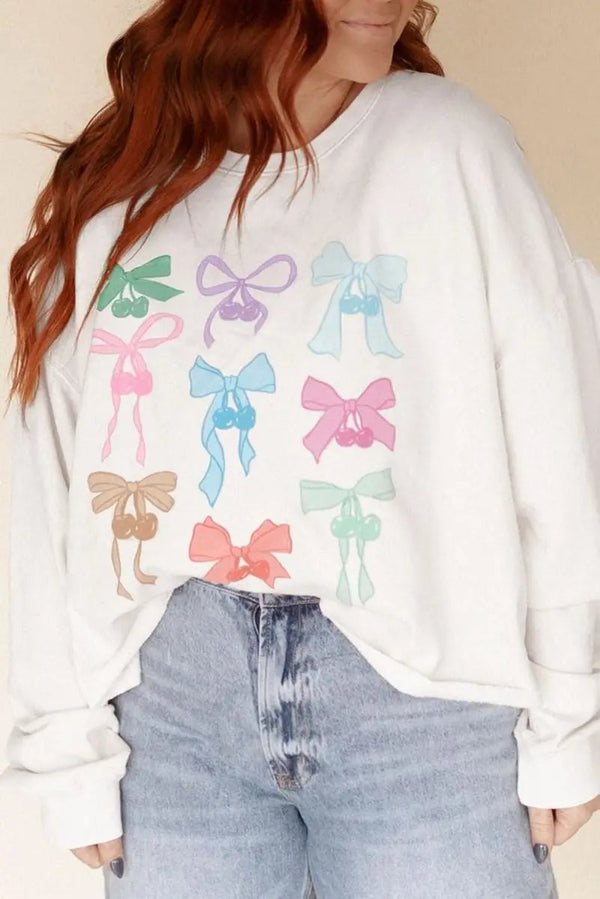 Love Salve Bowknot Sweatshirt Women's Daily Loose Fit Pullover Top - Soft & Casual