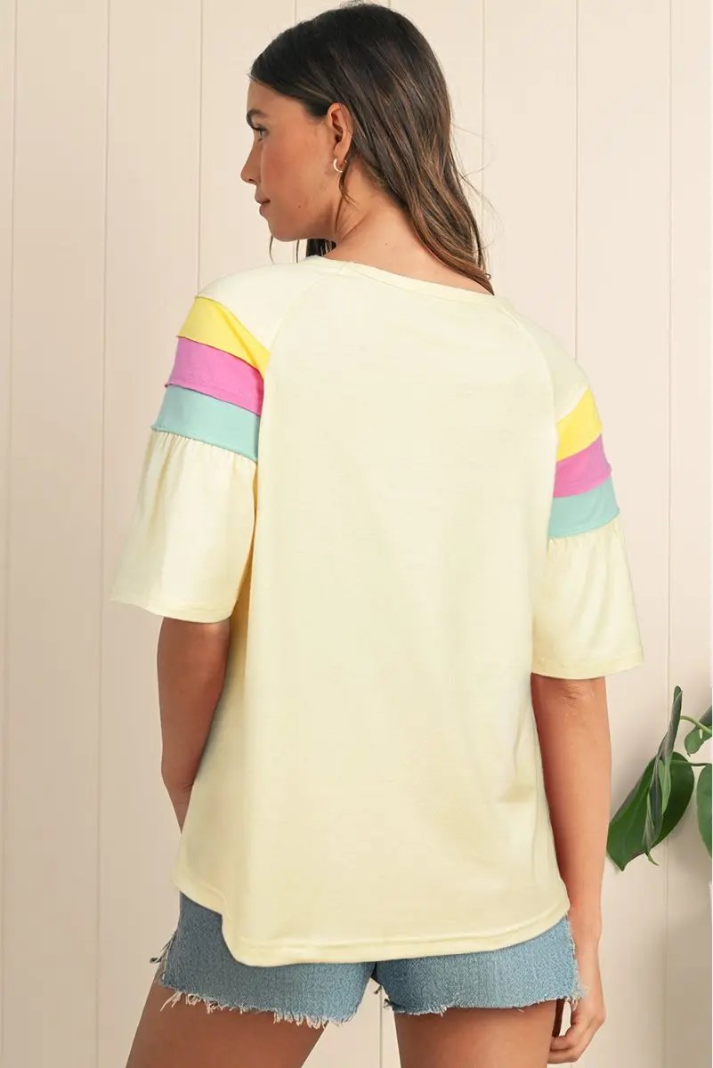 Love Salve Color Block Tee Women's Daily Wear Casual T-Shirt Loose Fit, Summer