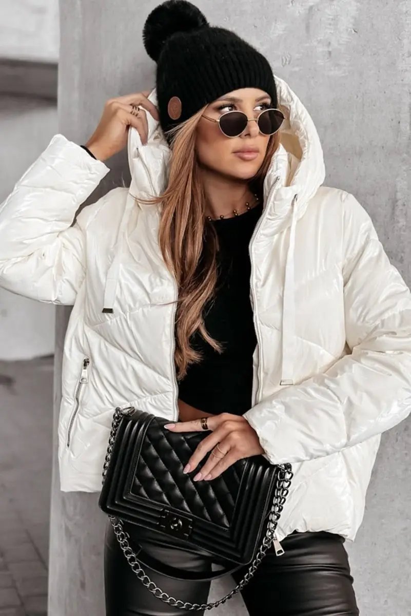 Women's Puffer Jacket - Warm Hooded Quilted - Casual Style