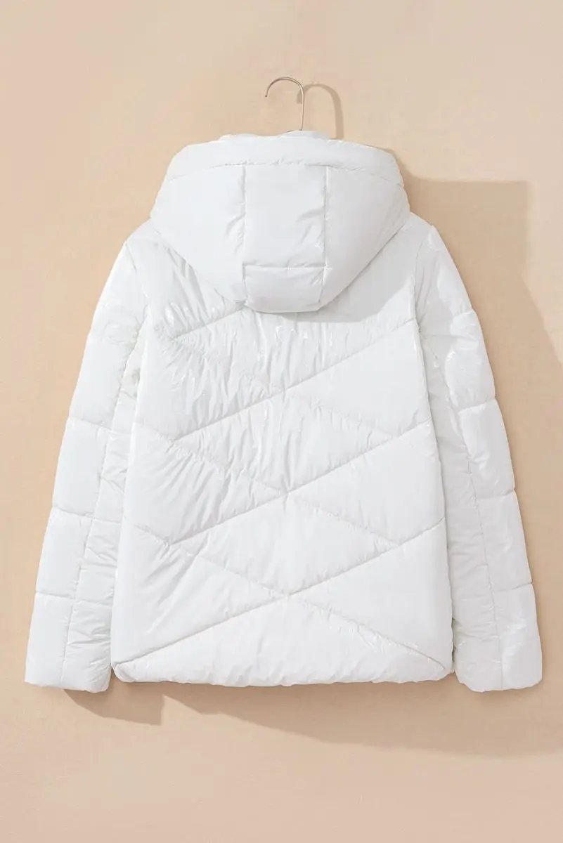 Women's Puffer Jacket - Warm Hooded Quilted - Casual Style
