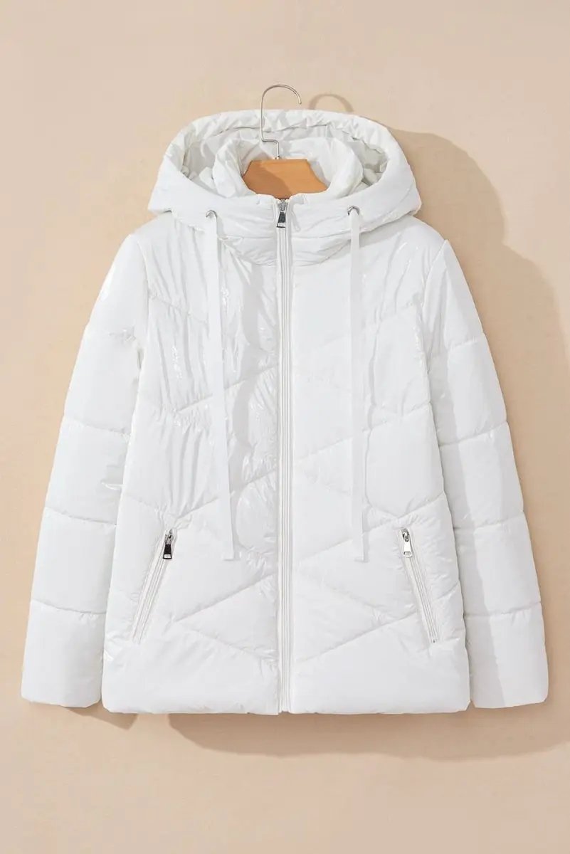 Women's Puffer Jacket - Warm Hooded Quilted - Casual Style