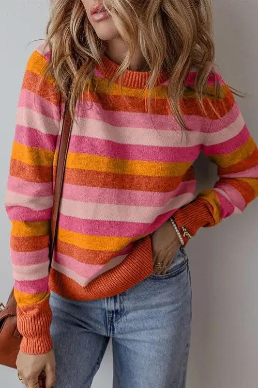 YNIQUE Color Block Sweater Women's Fall Fashion Ribbed Knit Top