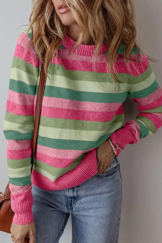 YNIQUE Color Block Sweater Women's Fall Fashion Ribbed Knit Top