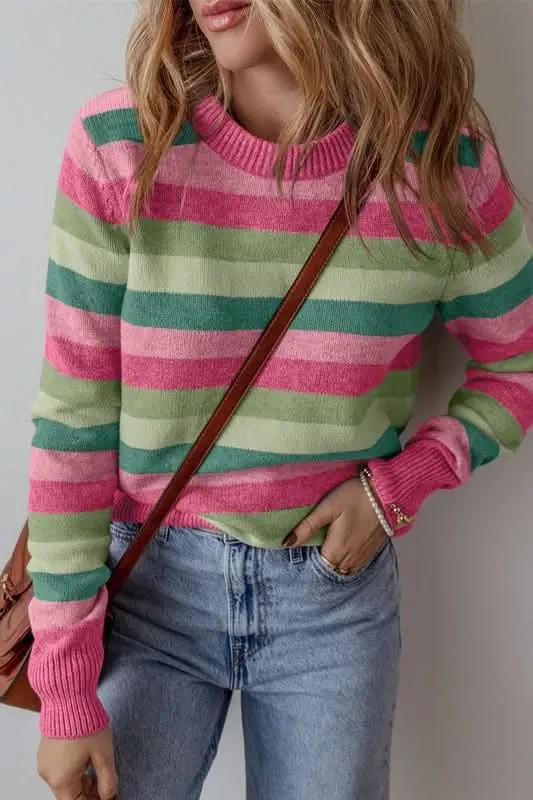 YNIQUE Color Block Sweater Women's Fall Fashion Ribbed Knit Top