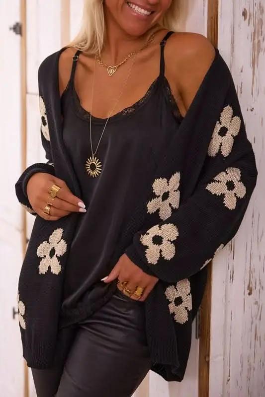 YNIQUE Women Floral Print Knitted Open Front Cardigan - Premium Quality Product | Fast Shipping & Returns