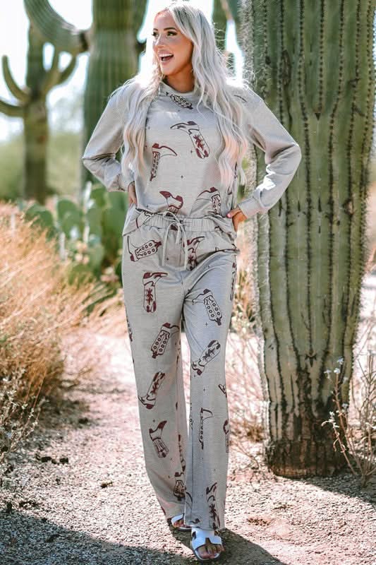 YNIQUE Printed Lounge Set Women's Sleep/Home Comfy Long Sleeve Pajama Set
