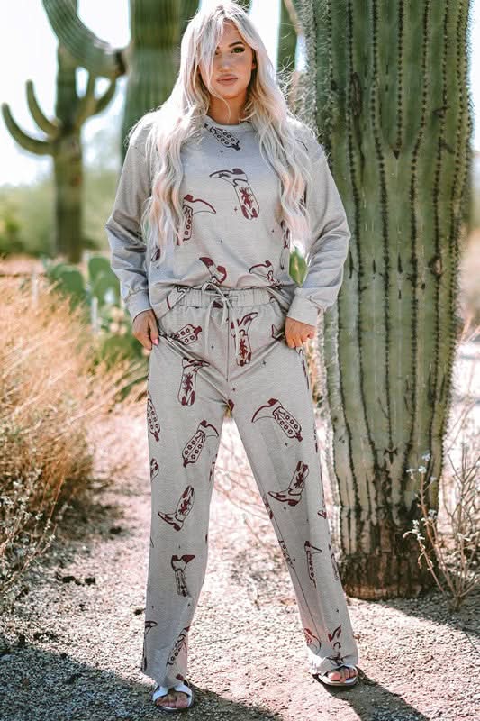 YNIQUE Printed Lounge Set Women's Sleep/Home Comfy Long Sleeve Pajama Set