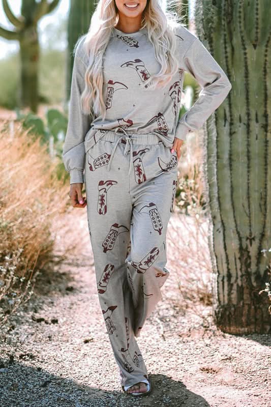 YNIQUE Printed Lounge Set Women's Sleep/Home Comfy Long Sleeve Pajama Set