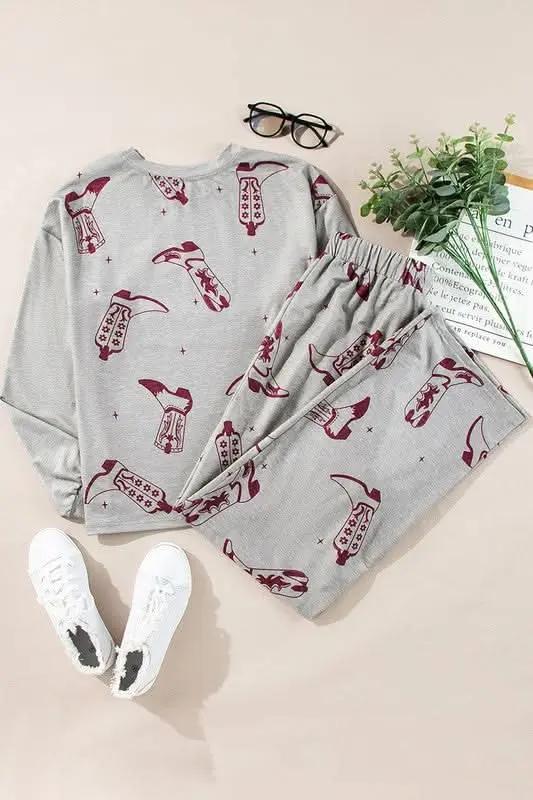 YNIQUE Printed Lounge Set Women's Sleep/Home Comfy Long Sleeve Pajama Set
