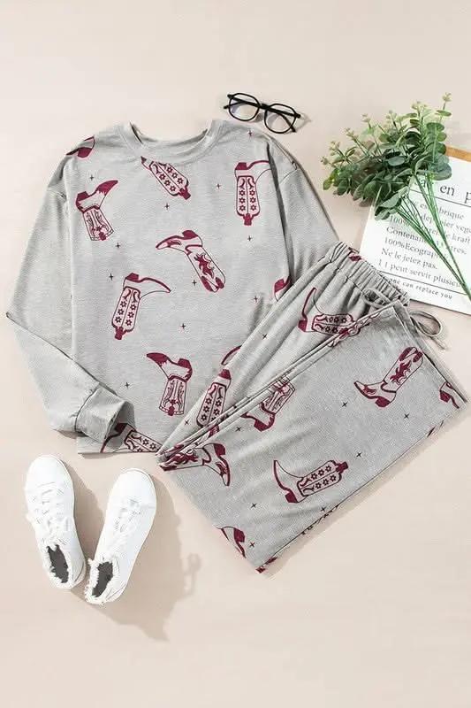 YNIQUE Printed Lounge Set Women's Sleep/Home Comfy Long Sleeve Pajama Set