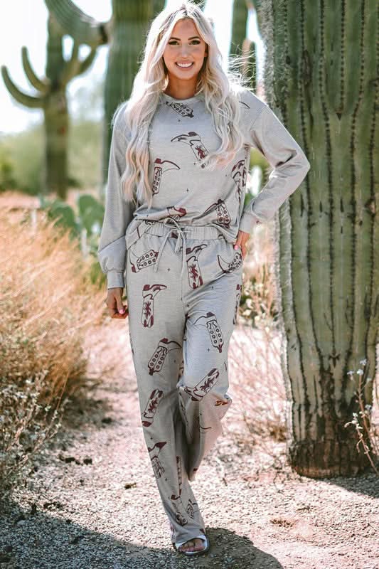 YNIQUE Printed Lounge Set Women's Sleep/Home Comfy Long Sleeve Pajama Set
