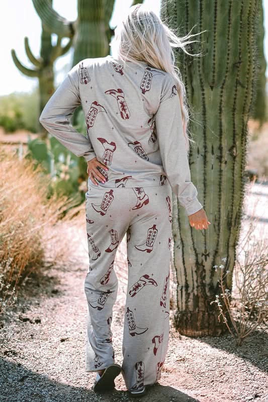 YNIQUE Printed Lounge Set Women's Sleep/Home Comfy Long Sleeve Pajama Set