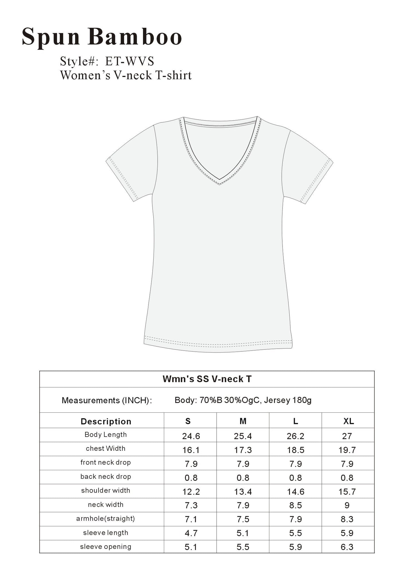 Women's Bamboo Viscose/Cotton V-Neck Cap Sleeve T-Shirt