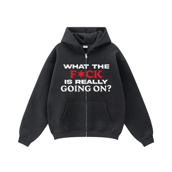 Compliments What The F*** Black Wash Zip-Up Hoodie