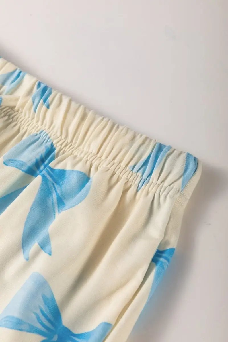 Love Salve Yellow Bow Pajama Set Women's Home Loungewear Short Sleeve Cute Print