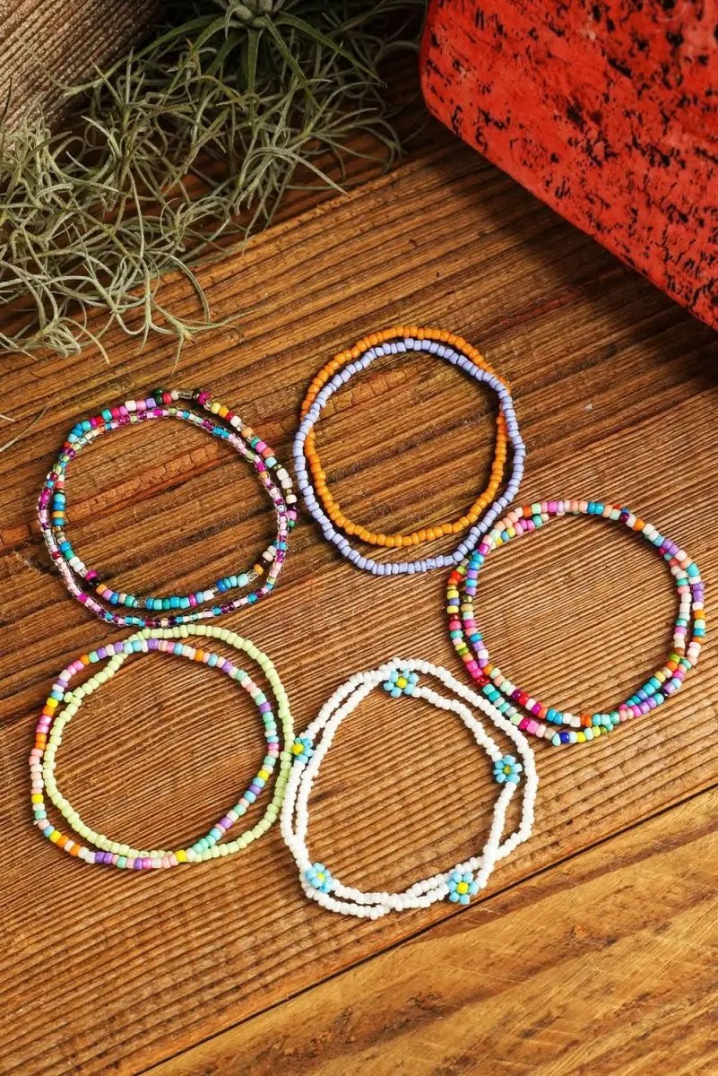 Love Salve Yellow Beaded Anklet Women's Bohemian Style Summer Jewelry Trendy Layers