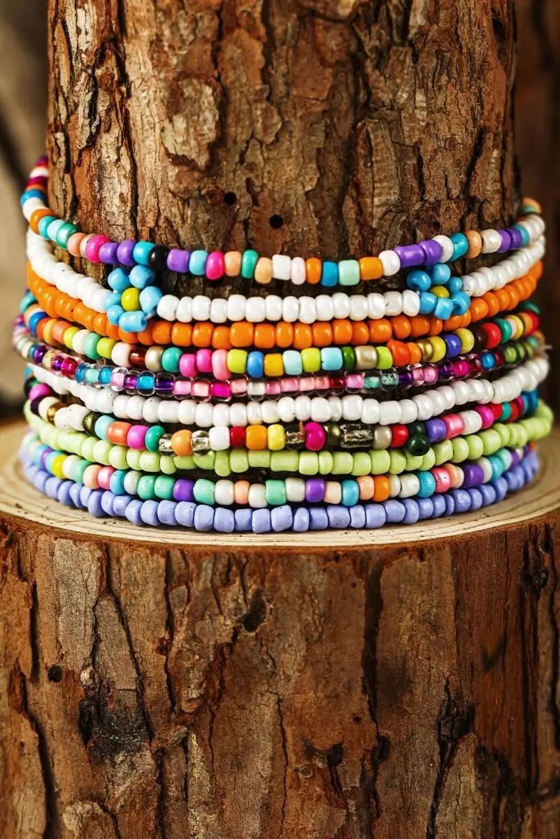 Love Salve Yellow Beaded Anklet Women's Bohemian Style Summer Jewelry Trendy Layers