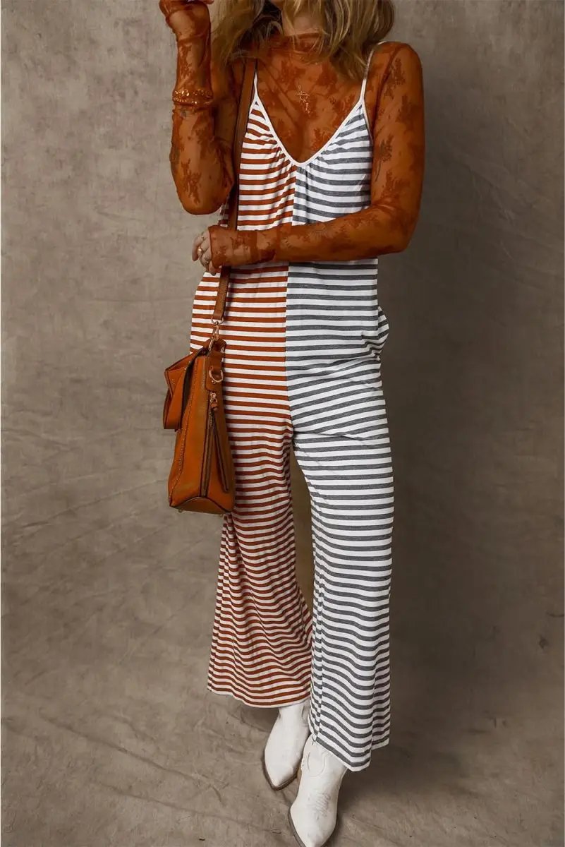 Love Salve Yellow Striped Dress Women's Casual Backless Overall Dress - Trendy Style