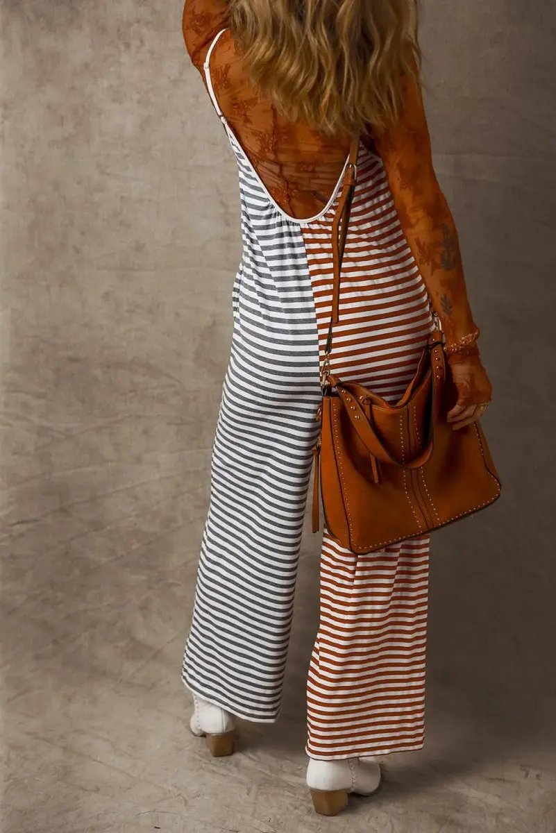 Love Salve Yellow Striped Dress Women's Casual Backless Overall Dress - Trendy Style
