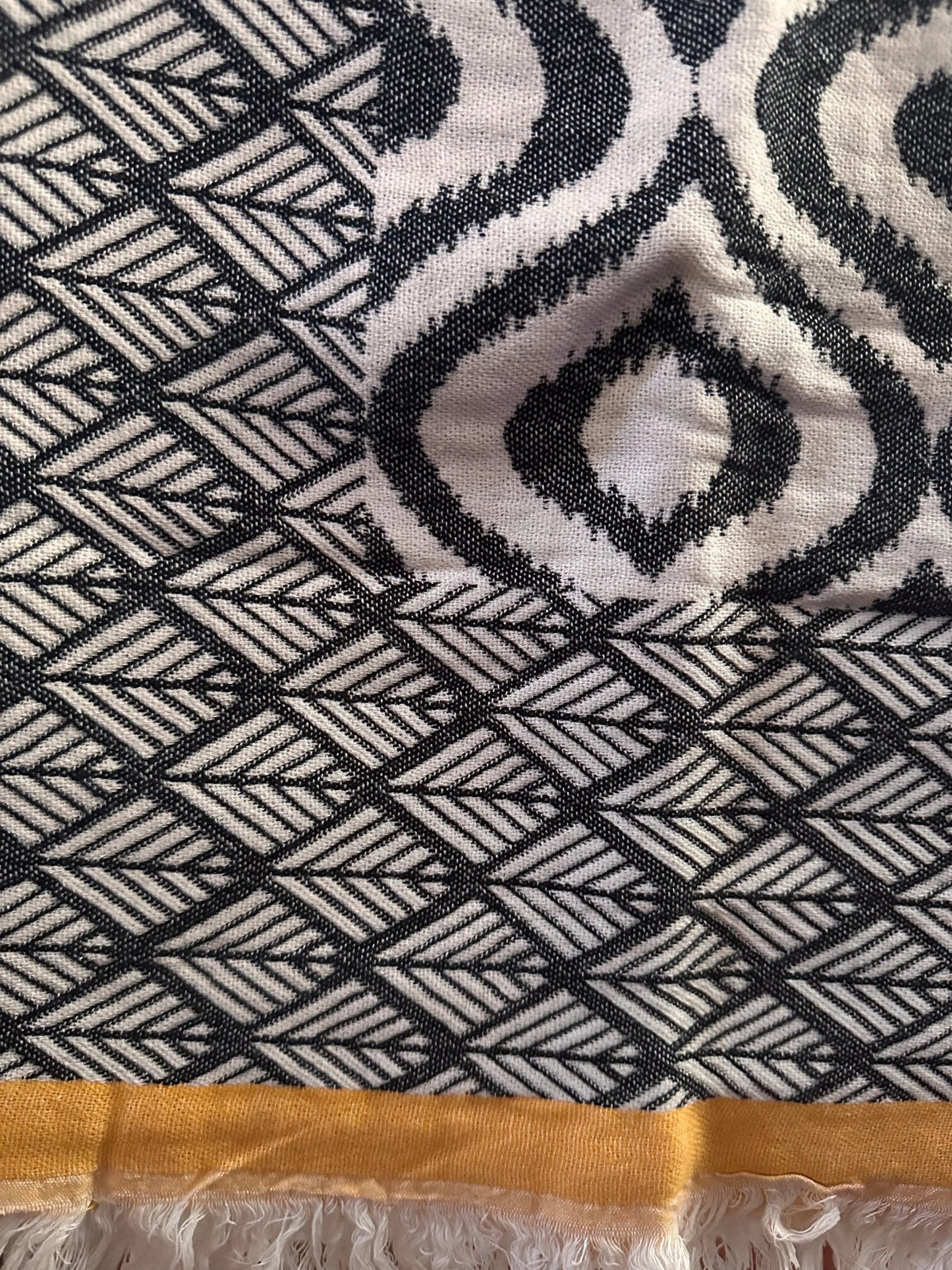Throw Blanket - 100% Turkish Cotton - Ikat Yellow