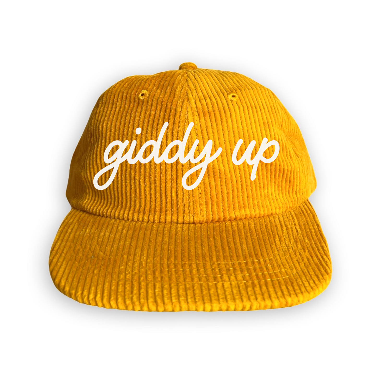 Giddy Up Cursive Corduroy Cap