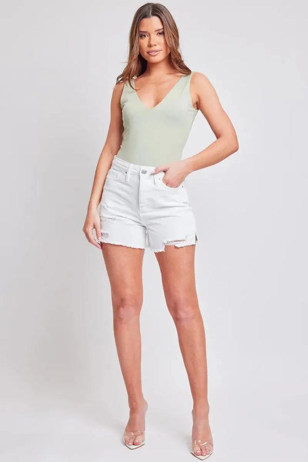 Trendsi Denim Shorts Women's Summer Casual Distressed Frayed Hem Jean Shorts