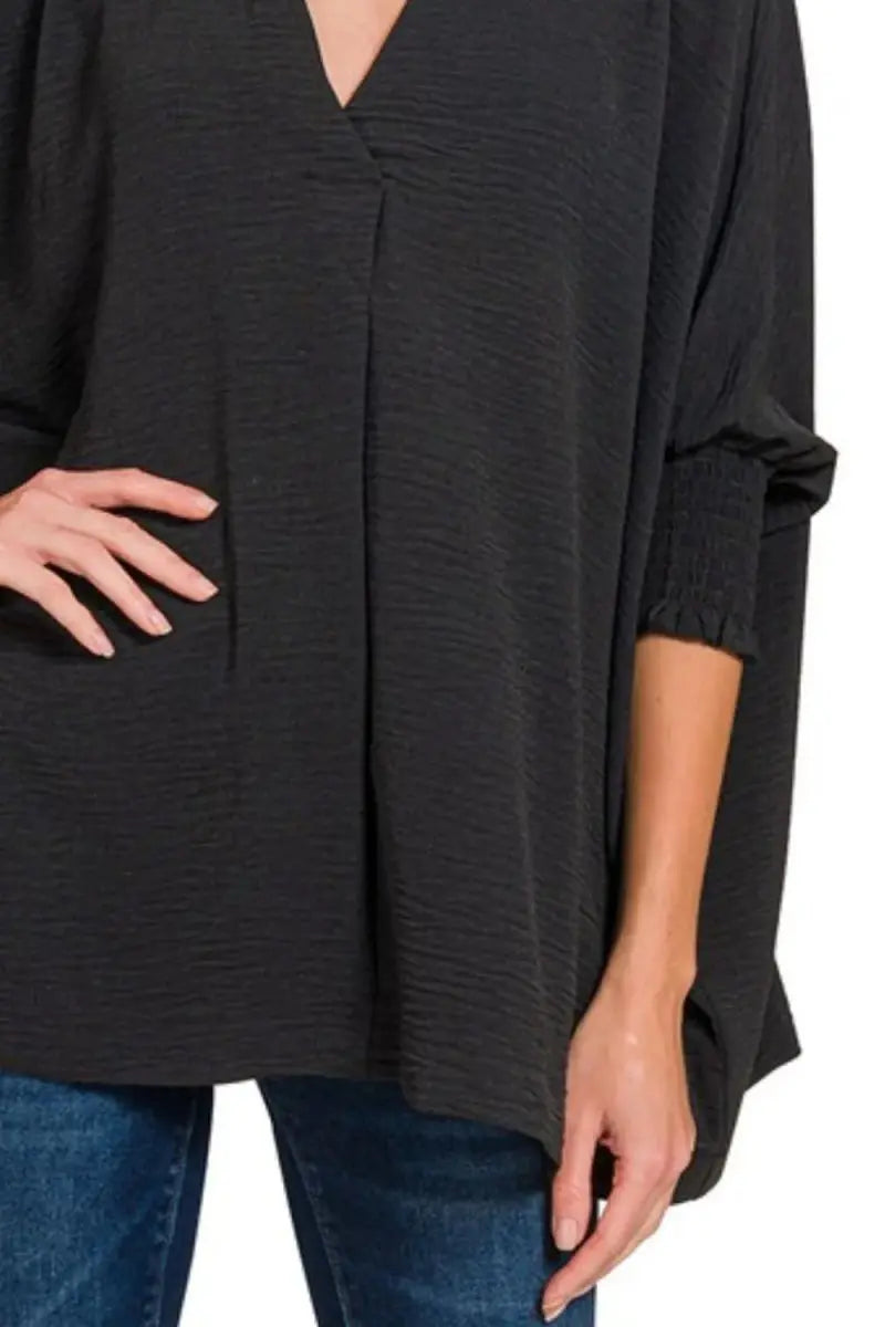 Women's Tee - Airflow Smocked Sleeve - Casual Lightweight