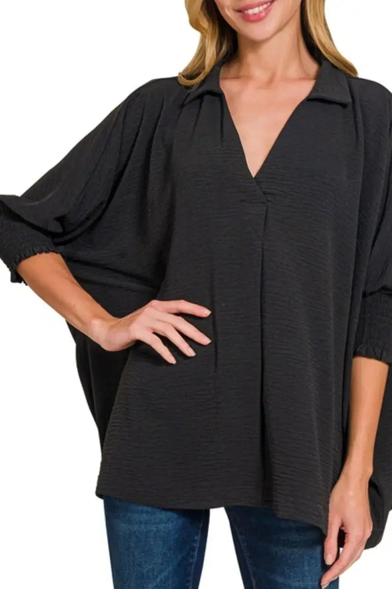 Women's Tee - Airflow Smocked Sleeve - Casual Lightweight