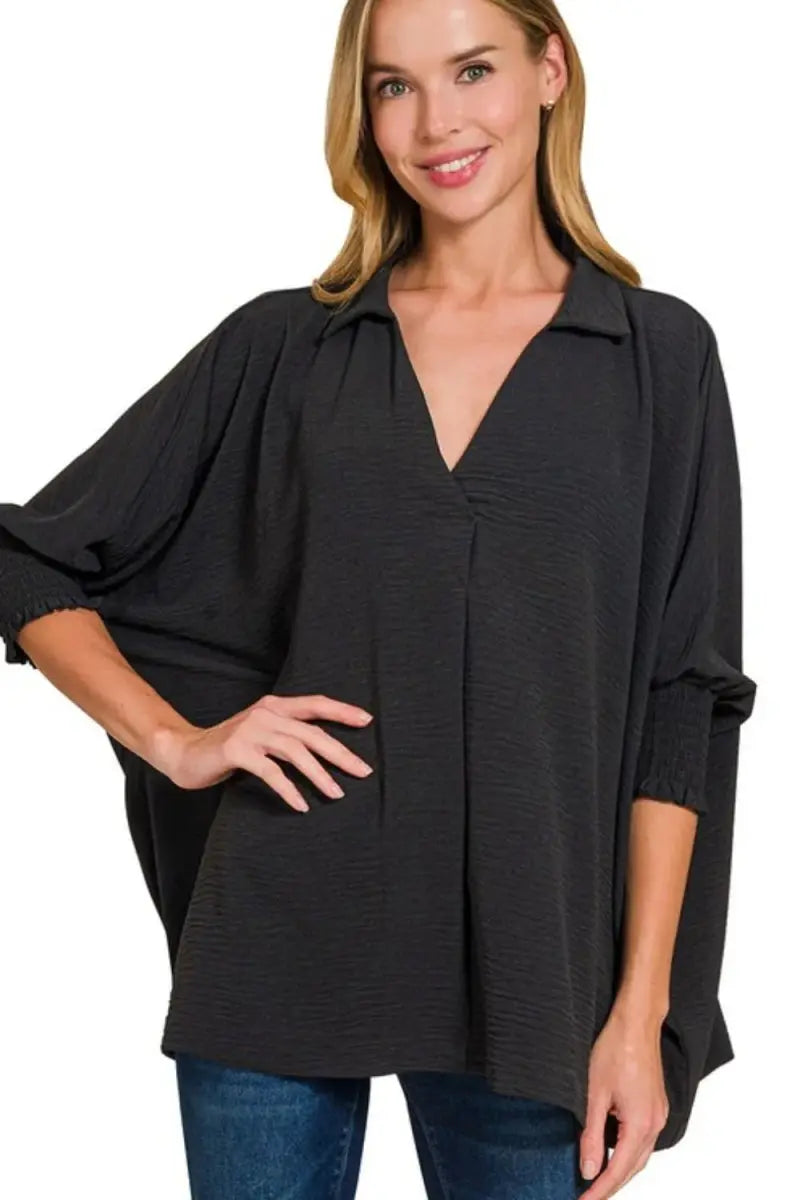 Women's Tee - Airflow Smocked Sleeve - Casual Lightweight