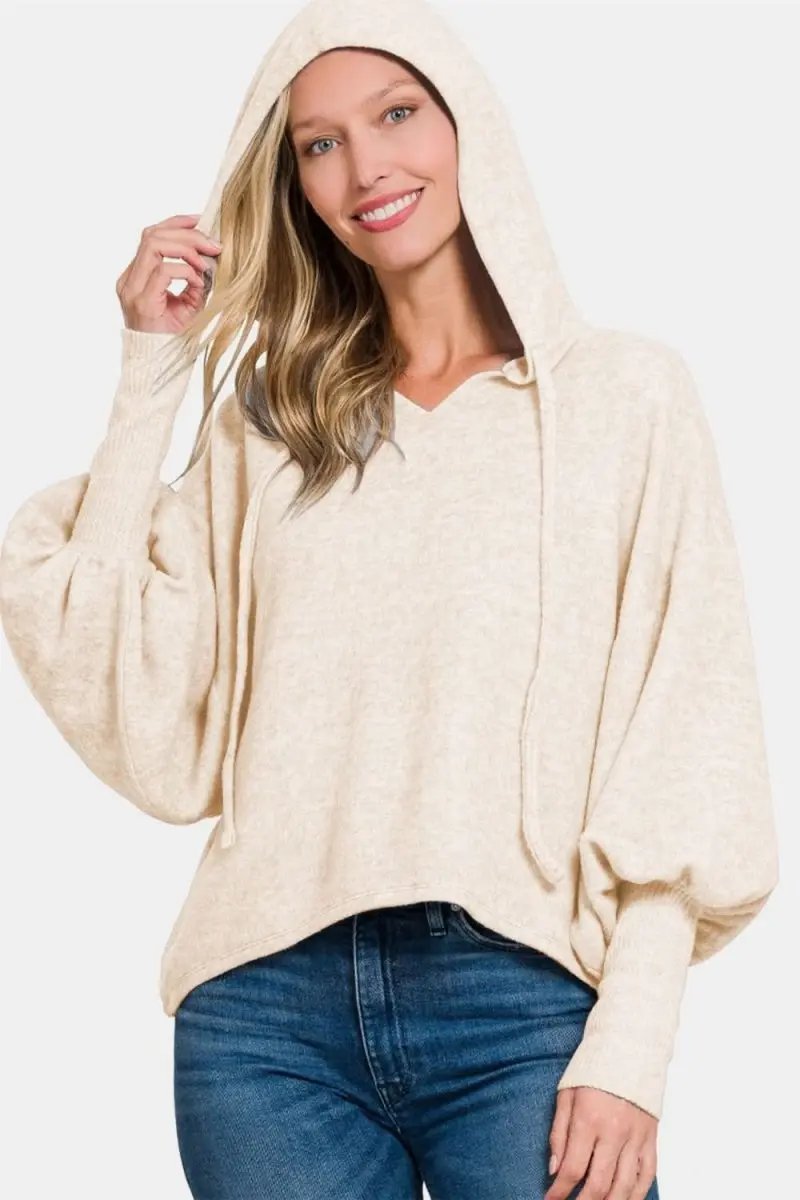 Trendsi Hacci Hoodie Women's Casual Cropped Knit Top - Soft & Comfy