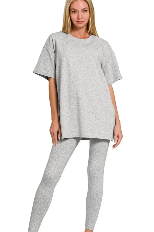Women's Loungewear Set - Soft Cotton Comfort - Top & Legging Outfit