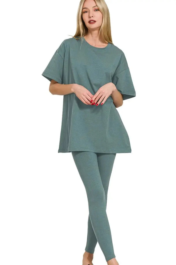Women's Loungewear Set - Comfy Cotton - Top & Legging