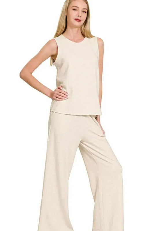 Women's Lounge Two Piece Set - Comfy USA Made - Cotton Slub