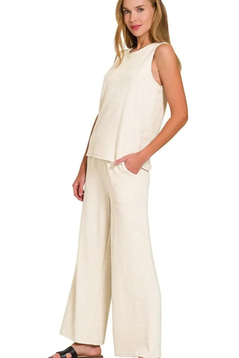 Women's Lounge Two Piece Set - Comfy USA Made - Cotton Slub