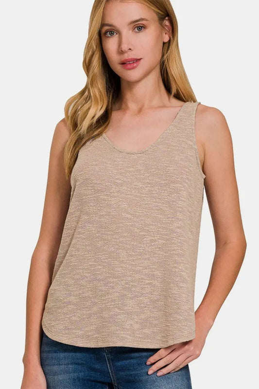 Trendsi Curved Hem Tank Women's Summer Basic Top USA Made Soft