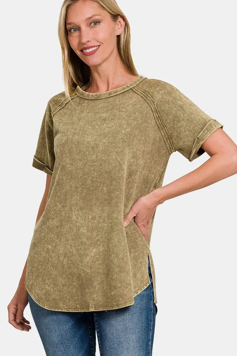 Trendsi Heathered Tee Women's Everyday Basic Top Soft & Comfy