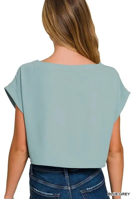 Woven Crop Set - Casual Two Piece - Women's Style