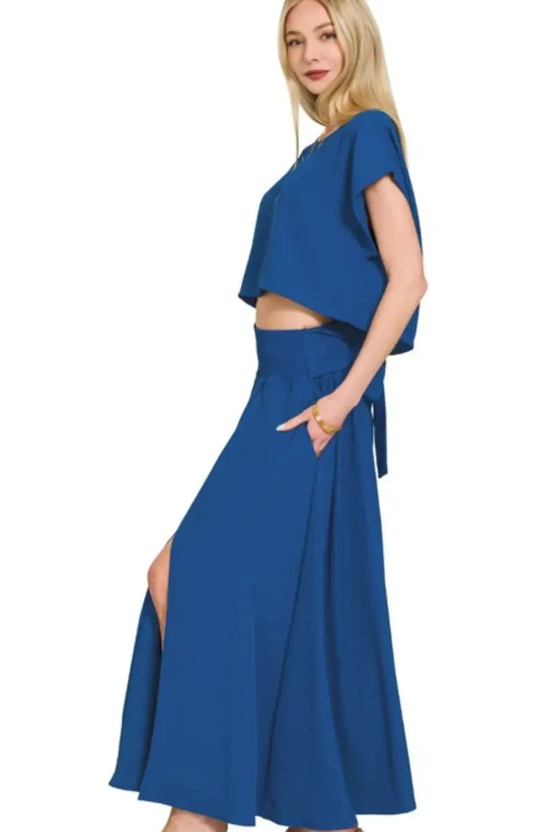 Woven Crop Set - Casual - Two Piece Outfit
