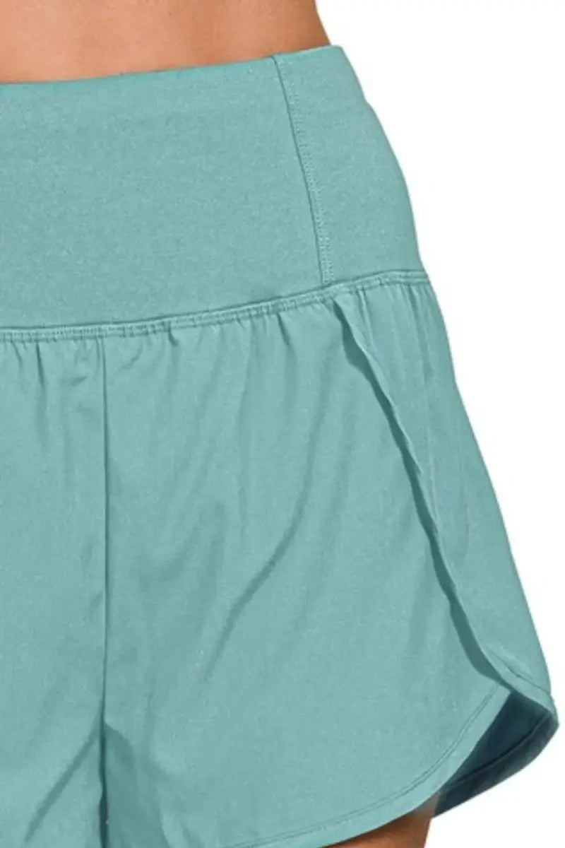 Trendsi High Waisted Running Shorts Women's Activewear Back Pocket Comfort