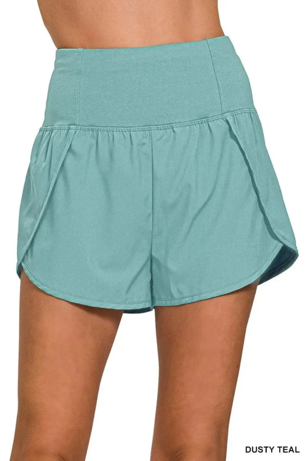 Trendsi High Waisted Running Shorts Women's Activewear Back Pocket Comfort