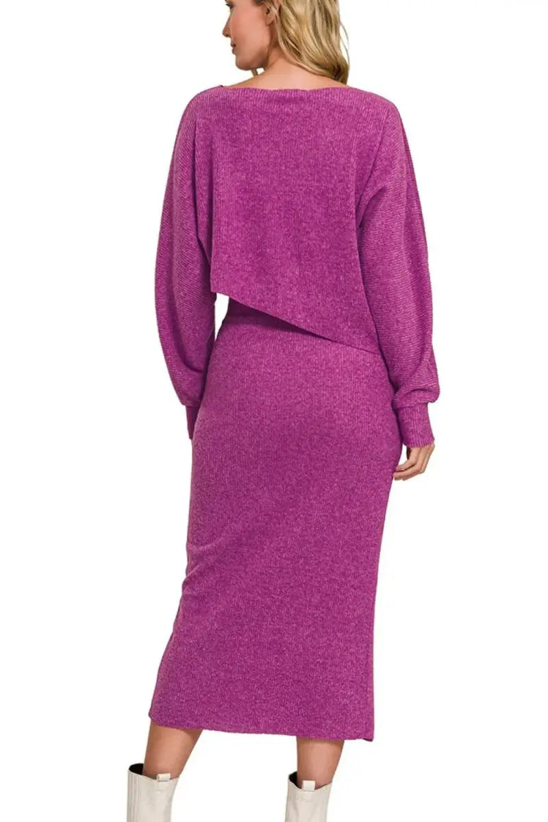 Women's Ribbed Set - Soft Knit - Casual Two-Piece Outfit
